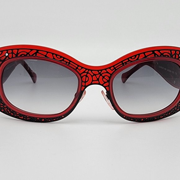 Jean Lafont Louxor 100 Red Black Frame Black Gradient Lens Sunglasses w/ Case main image 15